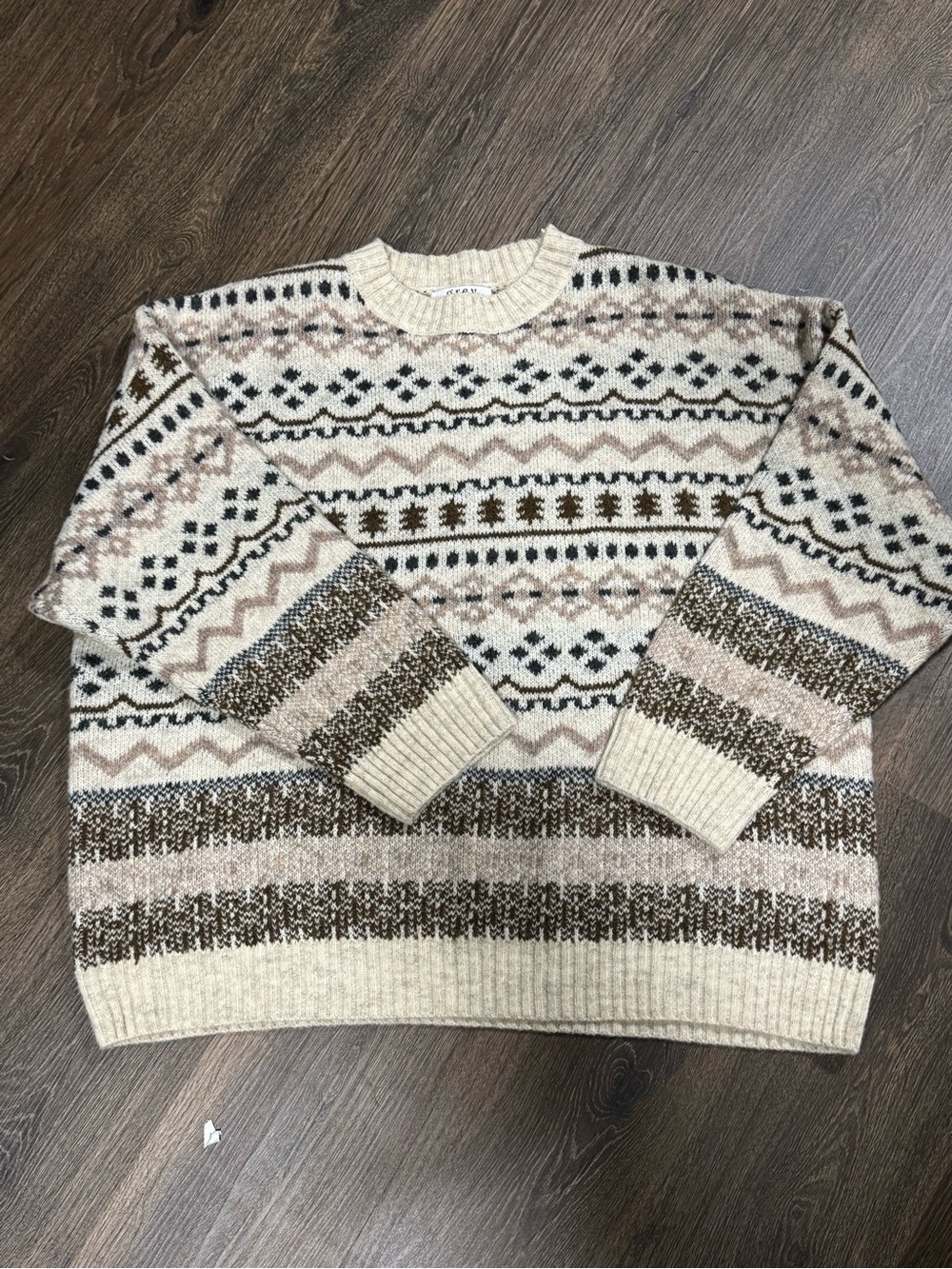 Grey Bandit Viral Cool Vibes Crewneck Sweater Fair Isle Sz L Cozy Gilmore - Picture 2 of 11